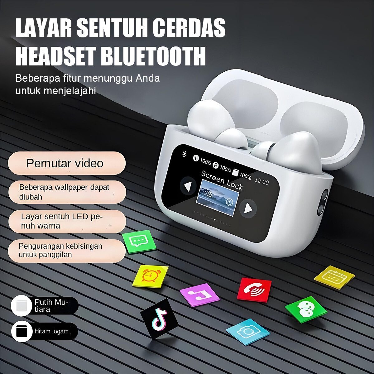 TWS érintőkijelzős Bluetooth 5.4 fülhallgató LCD töltőtokkal – Hangtechnika