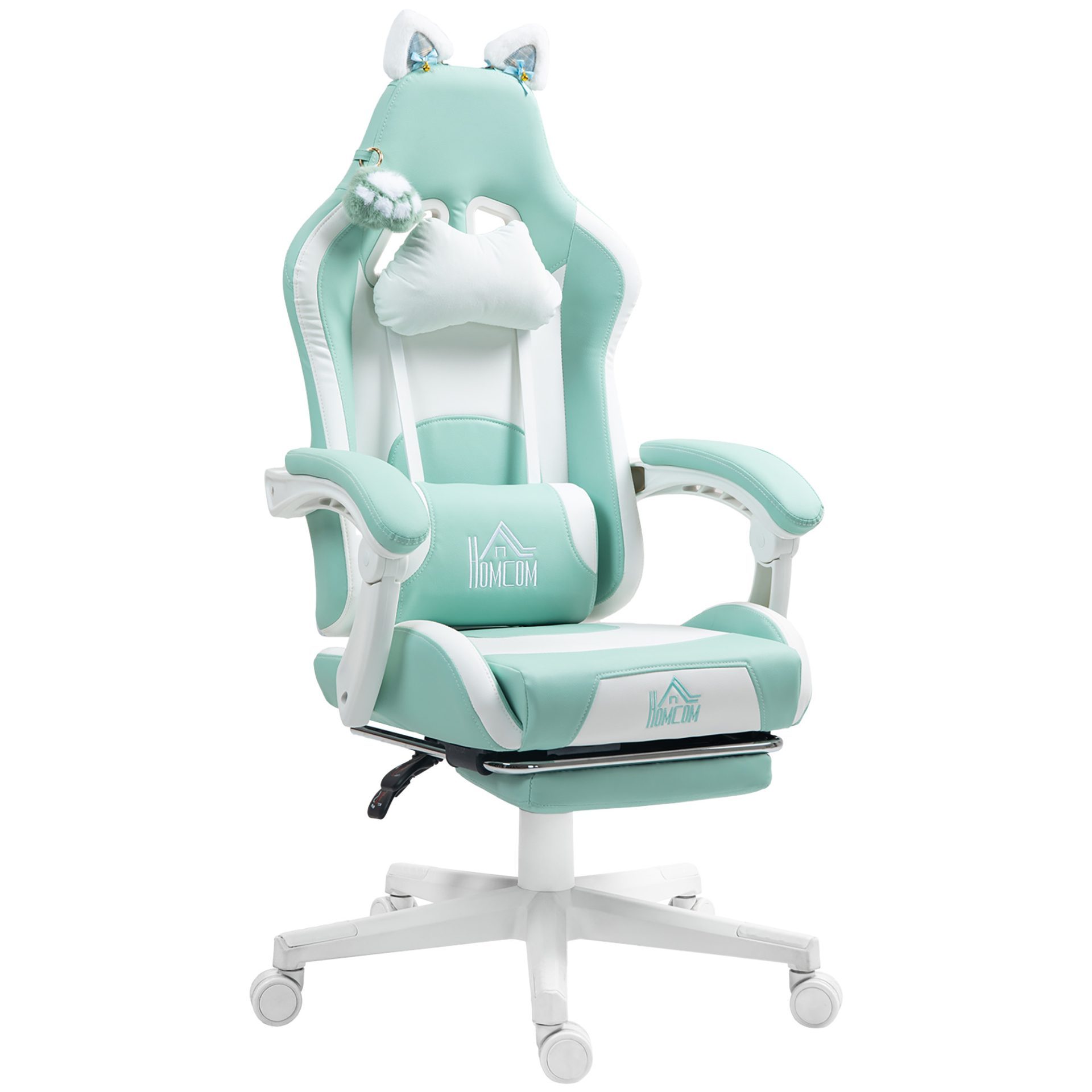 Macskafüles gamer fotel állítható lábtartóval (kék) – Konzol, játék