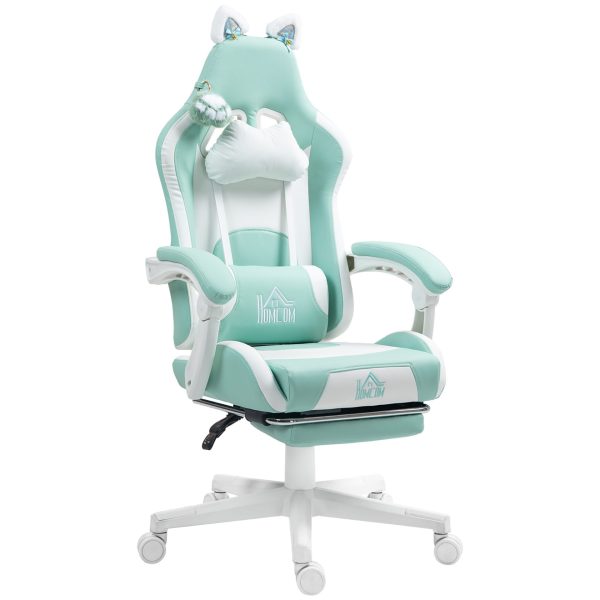 Macskafüles gamer fotel állítható lábtartóval (kék) – Konzol, játék