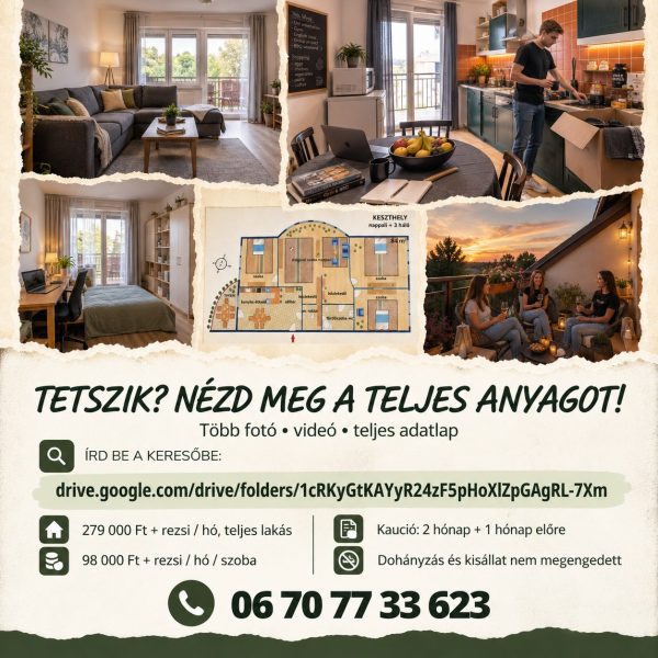 FELVETTEK KESZTHELYRE? NAGYSZERŰ!  Kiadó lakás egyetemistáknak •  06 70 77 33 623 – 8. kép
