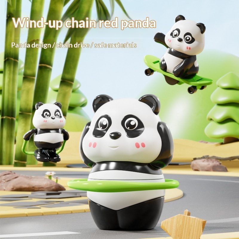 Felhúzós sportoló panda figura – Játék